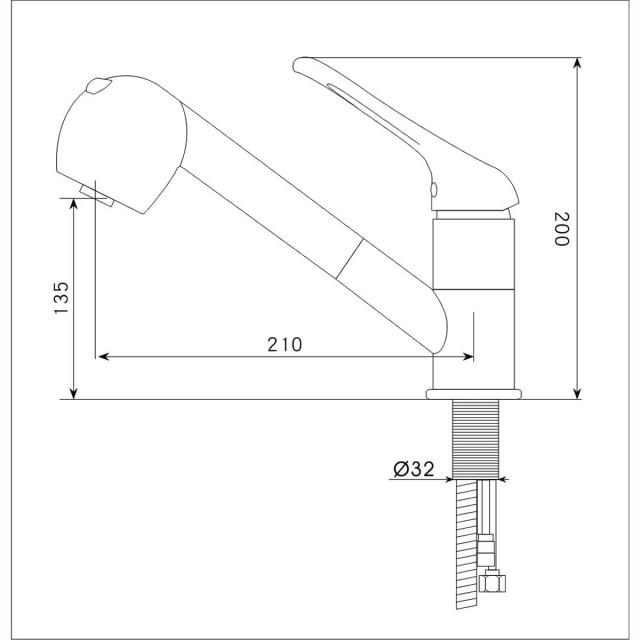 キッチン蛇口 キッチン混合水栓 キッチン用水栓 台付き(1穴) シングルレバー混合栓 ホース引き出し式 整流 シャワー切り替え可能 サテン_1