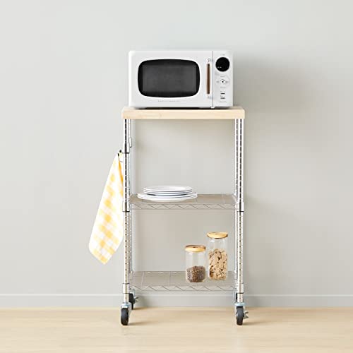 Amazonベーシック キッチンラック レンジ台 食器棚 キャスター付き 木材/クロム 53.34cm x 38.1cm x 93.22cm_3