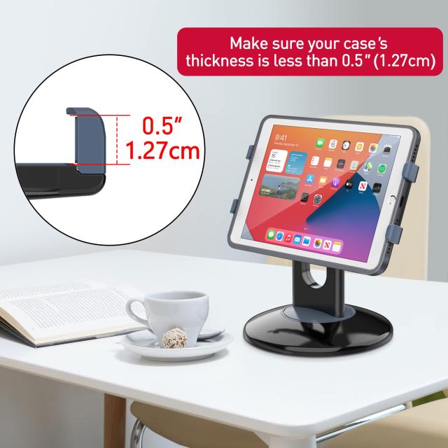 AboveTEK タブレットスタンド iPadホルダー 360度回転 180°角度調整可能 iPad用 iPad レジ スタンド タブレット置き台 卓上縦置きスタン_6