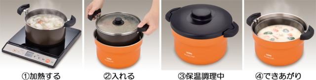サーモス 真空保温調理器 シャトルシェフ 2.8L (3~5人用) オレンジ 【調理鍋ふっ素コーティング加工】 KBJ-3000 OR_3