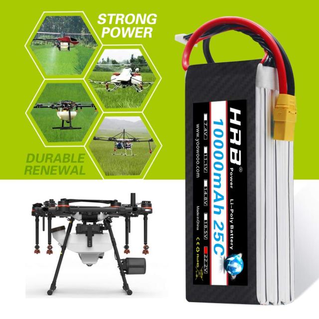 HRB 10000mAh 22.2V 25C 6S リチウムポリマー電池 ドローン、リモートコントロール航空機、農業用植物保護機、DJI 10000専用