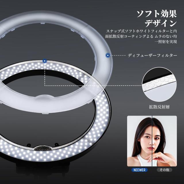 NEEWER 18インチLEDリングライト 55W 5600K 調光可能 女優ライト 省エネSMD LED カメラ写真ビデオ用照明セット ライトスタンド、ソフトチ_3