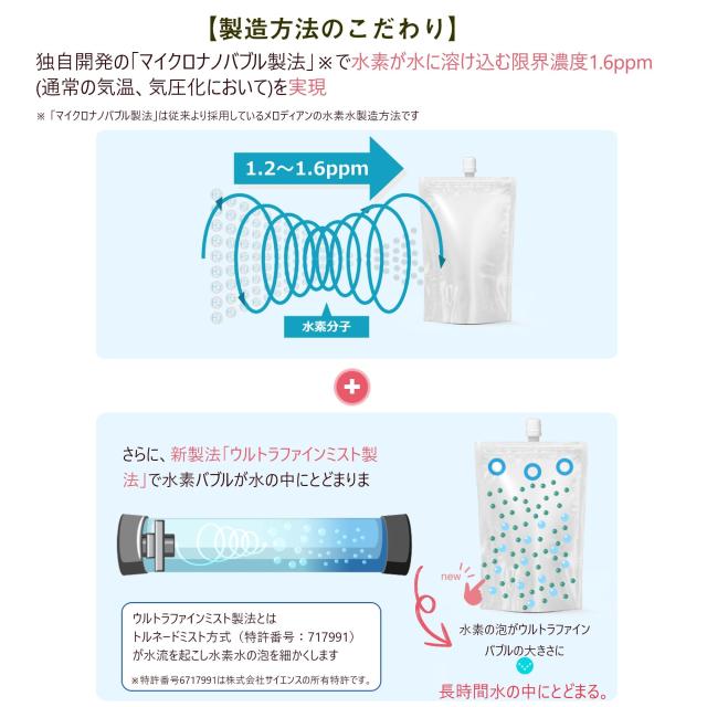 メロディアン 水素たっぷりのおいしい水 《水素水》300ml×20本 高濃度水素水 ウルトラファインバブル 溶存水素濃度1.2〜1.6ppm ミラブル_7