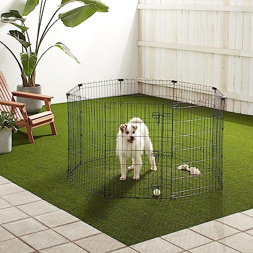 Amazonベーシック ペットサークル ペットフェンス 犬用 折りたたみ可能 金属製 ゲート付き パネル8枚 150 x 150 x 91cm 八角形 ブラック_6