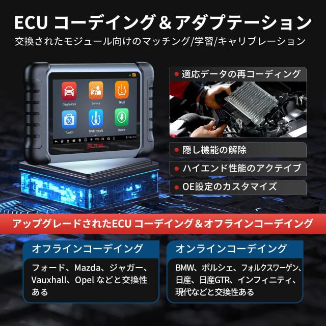 Autel MaxiPRO MP808S-TS OBD2 診断機 ECUコーデイング 全車