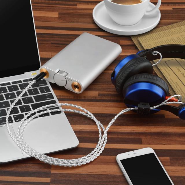 Geekria Apollo 銀メッキ アップグレード オーディオケーブル Sennheiser HD25, HD25-C, HD 25 対応 ヘッドホン交換用コード 3.5mm ハイ