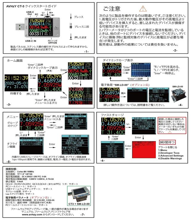 AVHzY CT-3 USB3.1テスター 電流電圧テスターチェッカー