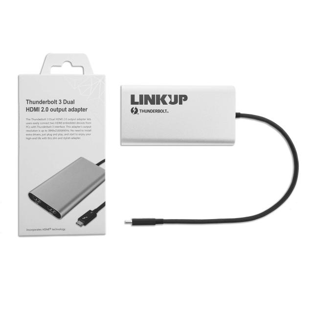 LINKUP - [認証済] Thunderbolt 3とデュアルHDMI 2.0アダプタMac + Windowsハブドックコネクタ拡充機器| Ultra HD 4K 60Hz | Thunderbolt_5
