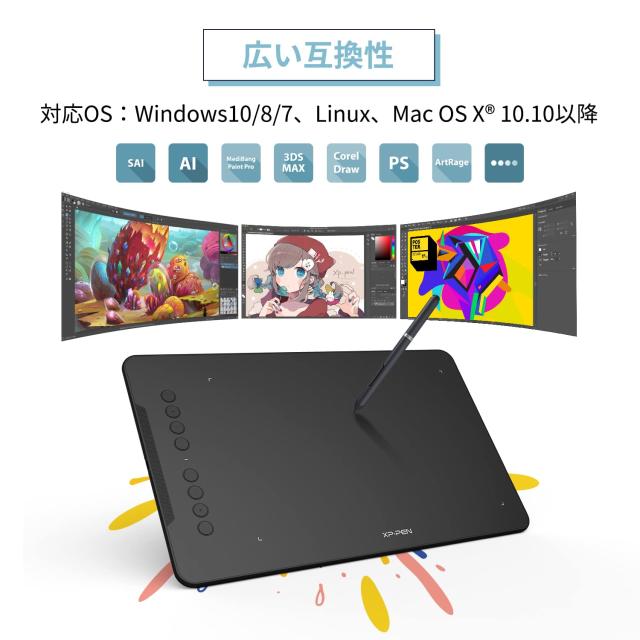 XPPen ペンタブ Decoシリーズ 10x6.25インチ エクスプレスキー8個 ペンタブレット 板タブ お絵かきソフトウェア付き イラスト 初心者 Win_5