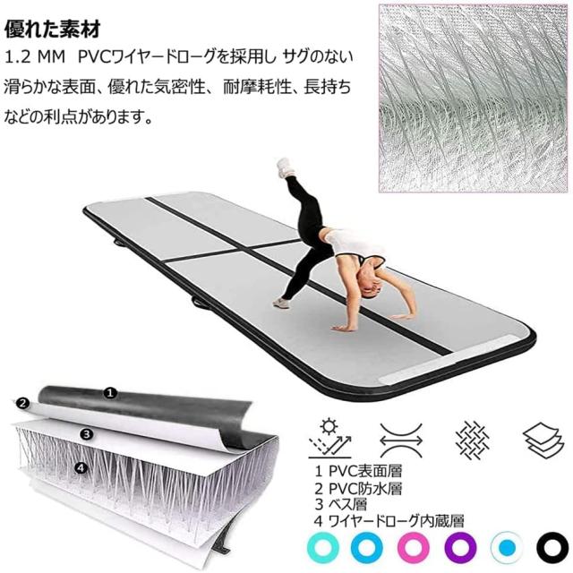 Fbsport 2/3/4/5/6M エアトラック 体操 マット エアーマット 折り畳み可能 インフレータブル 電動エアーポンプ付き 自宅用 トレーニング