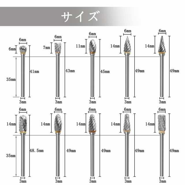 Bestgle 超硬バータングステンバー 10ピースリューター ビットドリル