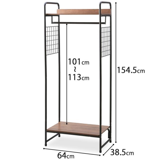 アイリスオーヤマ ハンガーラック ブラック 64×38.5×154.5cm 2WAYタイプ プレミアム メッシュパネル付き PI-B4 パイプハンガー_2