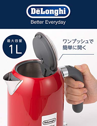 De’Longhi (デロンギ) 電気ケトル ケーミックス [kMix] ZJX650J-RD ステンレス 1.0L ワンプッシュオープン 異物混入防止フィルタ 見やす_2