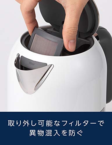 De’Longhi (デロンギ) 電気ケトル ケーミックス [kMix] ZJX650J-WH ステンレス 1.0L ワンプッシュオープン 異物混入防止フィルタ 見やす_5
