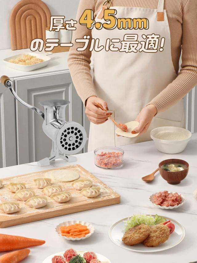 CGOLDENWALL 手動ミンサー ミンチ機 ひき肉機 肉挽き/腸詰め/みじん切り/野菜ひき 5mm/8mm？２枚刃付き 304#ステンレス製？食用級 水洗い_3