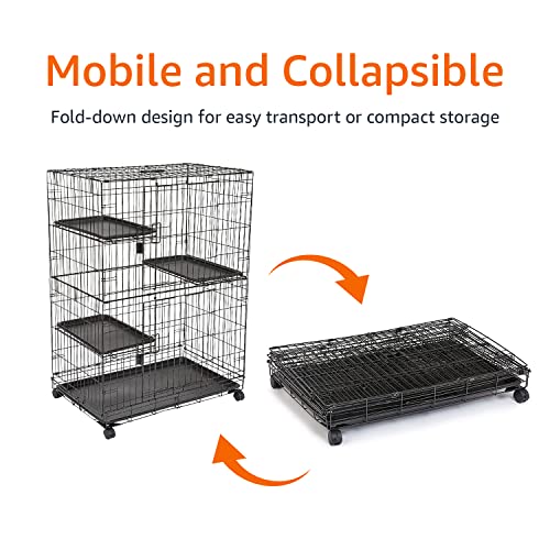Amazonベーシック 猫ケージ キャットケージ 大型 3段 幅91 x 奥行57 x