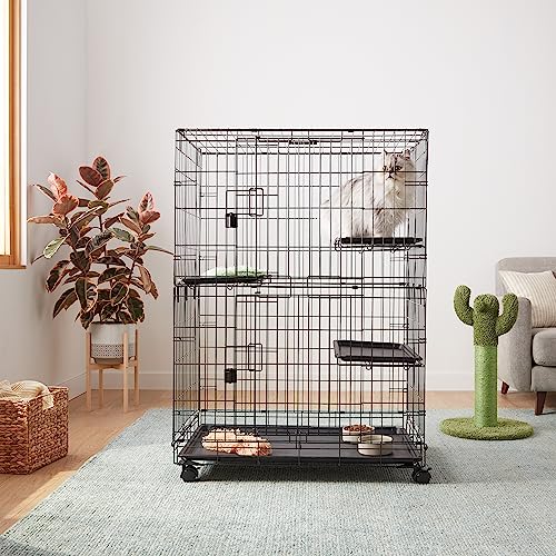 Amazonベーシック 猫ケージ キャットケージ 大型 3段 幅91 x 奥行57 x