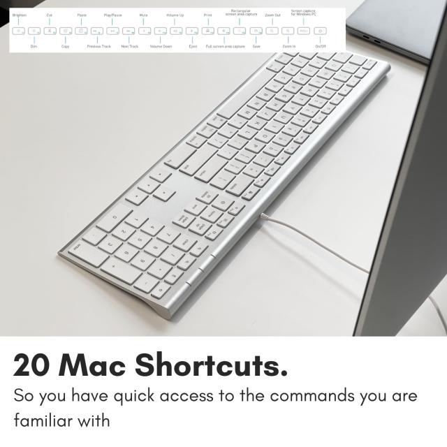 Macally Mac 有線キーボード US配列 オールアルミフレーム スリム 静音性 シザー式キー テンキー付き ACEKEYA MACALLY mac キーボード US配列 有線 オールアルミフレーム スリム