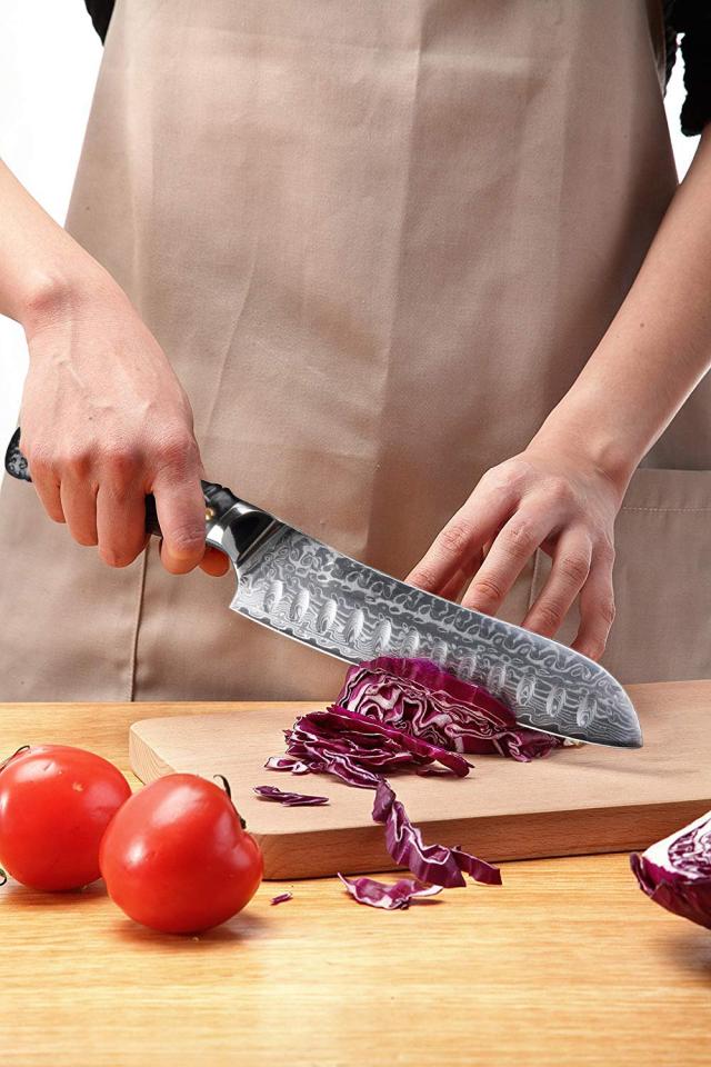 Utaki 三徳包丁 包丁 ダマスカス 67層 V金10号 167mm 洋包丁の牛刀と和包丁の菜切りの特徴を1本の包丁に凝縮した形の包丁 Utaki 牛刀 包丁 ダマスカス 67層 V金10号鋼 200mm 三徳包丁