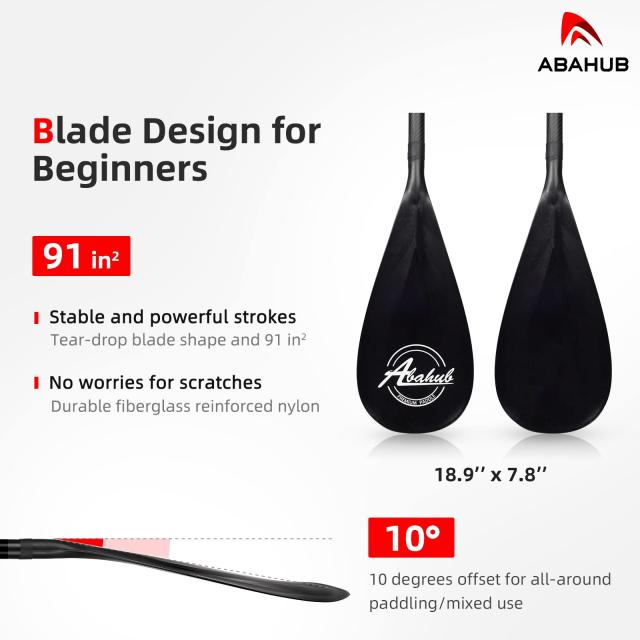Carbon Fiber SUP Paddle 3-Section Adjustable Carbon Shaft Black Plastic Blade + Bag_1