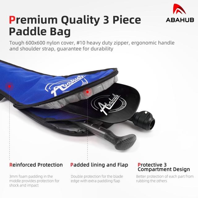 Carbon Fiber SUP Paddle 3-Section Adjustable Carbon Shaft Black Plastic Blade + Bag_5