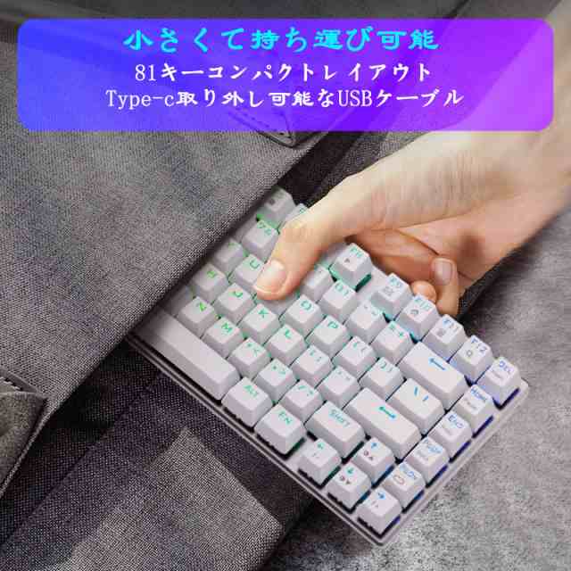 e元素ゲーミングキーボード 茶軸81キーアンチゴーストキー メカニカル式ゲーム用キーボード RGB発光LEDバックライト付き 英語配列USB有線