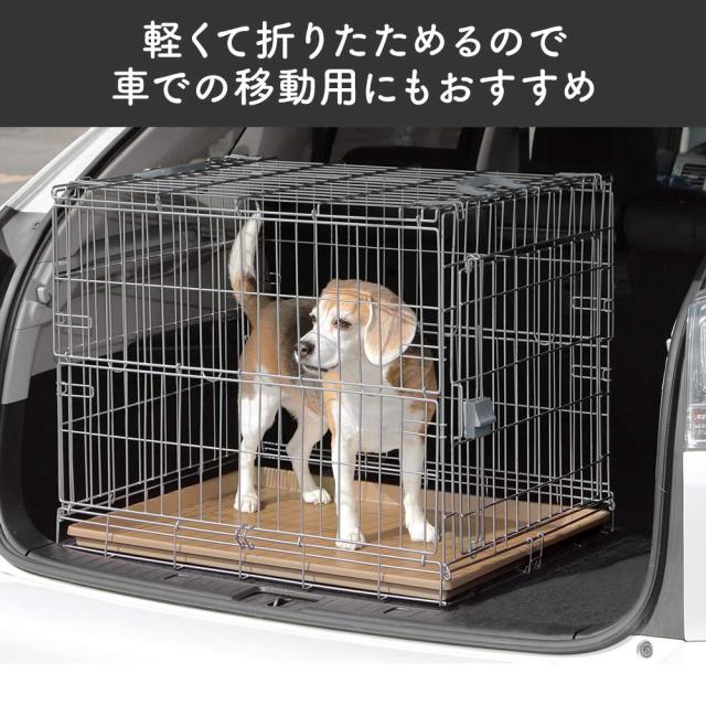 アイリスオーヤマ 犬 猫 ケージ 折りたたみ シルバー 中型犬用 幅54.5×奥行77×高さ60.5cm_3