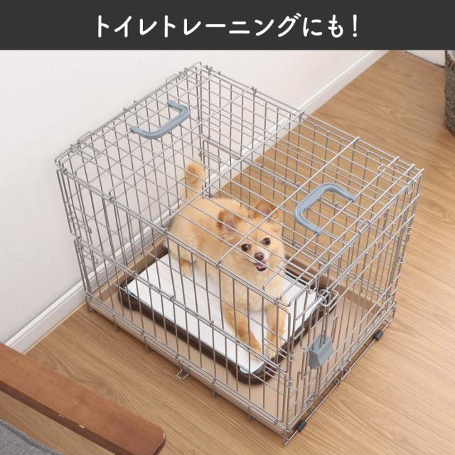 アイリスオーヤマ 犬 猫 ケージ 折りたたみ シルバー 中型犬用 幅54.5×奥行77×高さ60.5cm_4