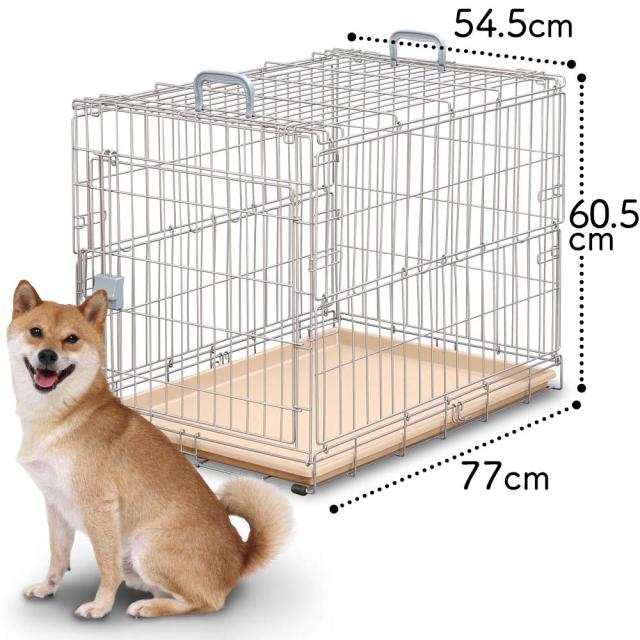 アイリスオーヤマ 犬 猫 ケージ 折りたたみ シルバー 中型犬用 幅54.5×奥行77×高さ60.5cm_6