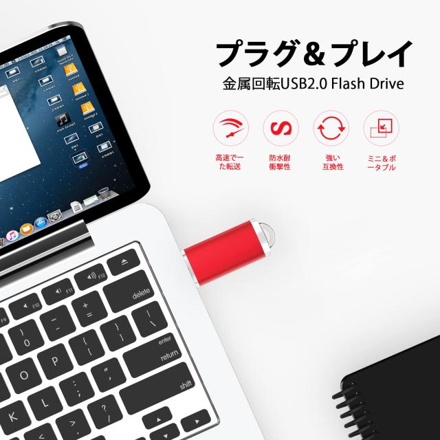 KOOTION USBメモリ 32G 10個セットUSB2.0 USBフラッシュメモリー キャップ式 ストラップホール付き フラッシュドライブ （赤色）_4