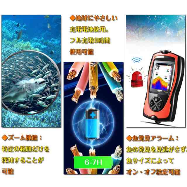 LUCKYLAKER 魚群探知機 ポータブル 魚探 バス ぎょたん探知機 ポータブル 魚群 探知機 ワカサギ魚探の通販はau PAY マーケット -  libra shop | au PAY マーケット－通販サイト