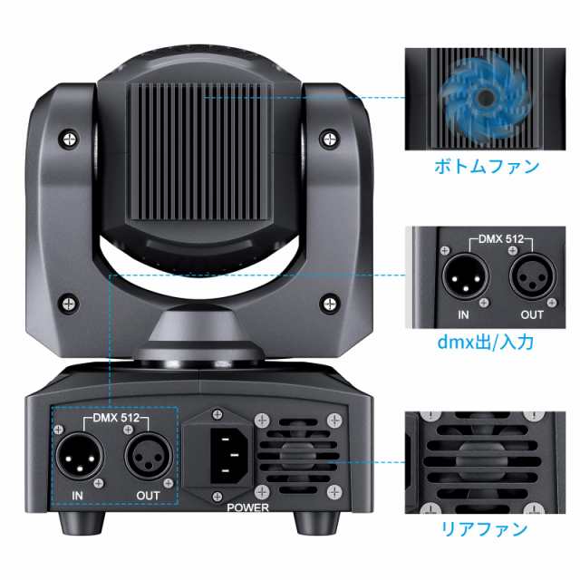 BETOPPER 舞台照明 ステージライト LED 回転 8色 ムービングライト 9/11チャンネル DMX512 /サウンドアクティベートDJ  Party Light for/の通販はau PAY マーケット - おもむろストア | au PAY マーケット－通販サイト