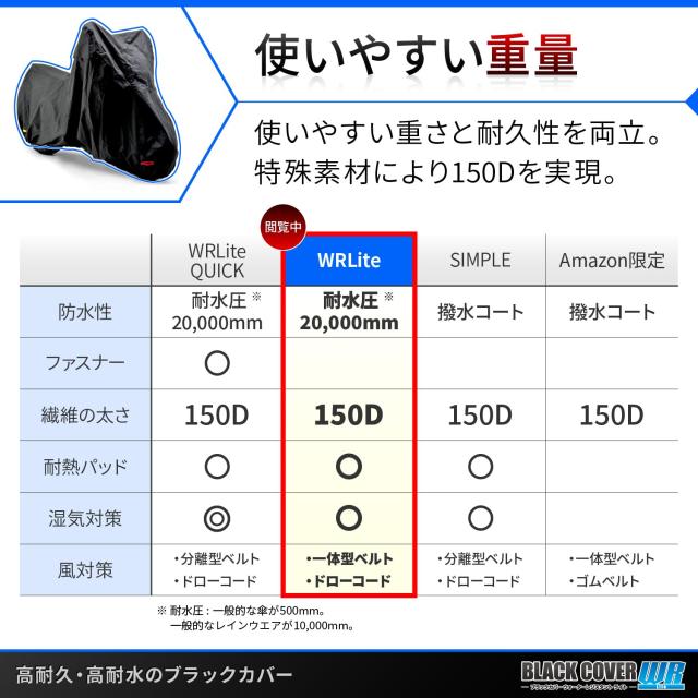 デイトナ(Daytona) バイクカバー 耐水圧20,000mm 湿気対策 耐熱 チェーンホール付き ブラックカバーWRLite ビッグスクーター用 97946_1