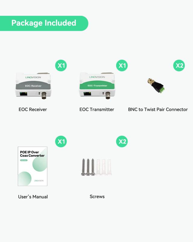 LINOVISION 同軸LANコンバーター POE対応 電源不要型 1000mまで配線