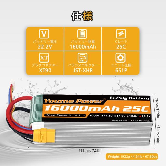 リポバッテリー　16000mAh Amazon.co.jp: HRB Lipoバッテリーパック16000mAh 22.2V 25C 6s with