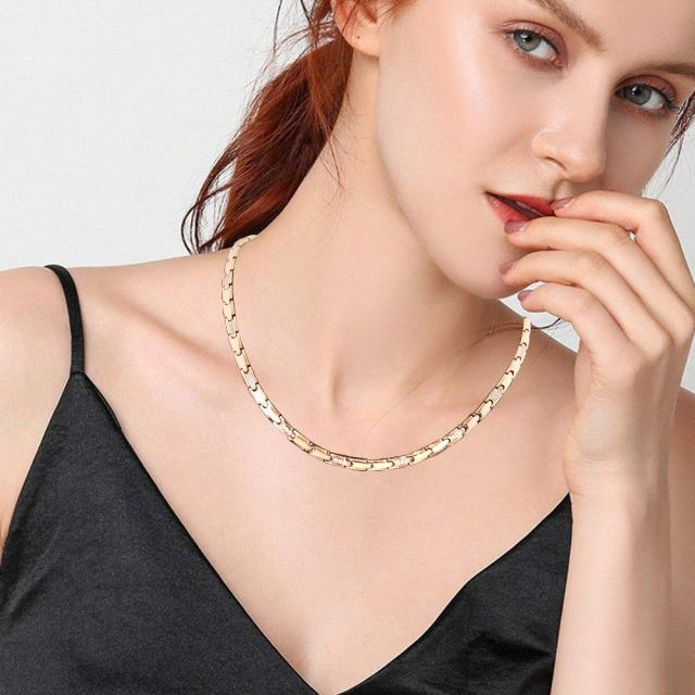 [はち] レディースネックレス チタン ヘマタイト 磁気 ネックレス 静電気除去 女性 ファッションジュエリー 47.5cm