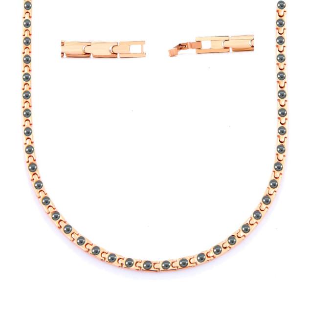 [はち] レディースネックレス チタン ヘマタイト 磁気 ネックレス 静電気除去 女性 ファッションジュエリー 47.5cm