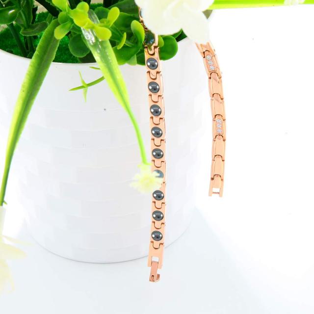 [はち] レディースネックレス チタン ヘマタイト 磁気 ネックレス 静電気除去 女性 ファッションジュエリー 47.5cm