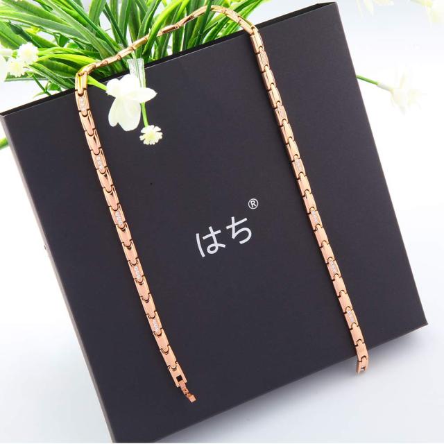 [はち] レディースネックレス チタン ヘマタイト 磁気 ネックレス 静電気除去 女性 ファッションジュエリー 47.5cm