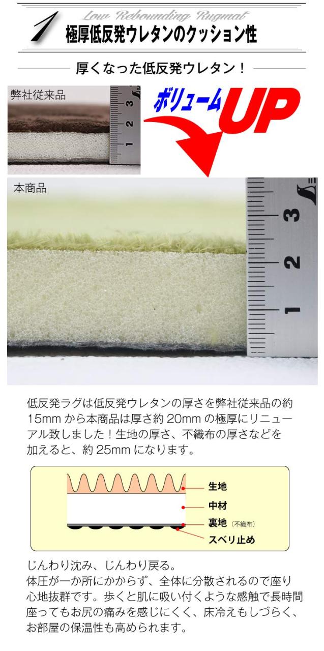 フリーリー ラグ 低反発ラグ 極厚25mm 200×250cm 抗菌・防ダニ加工 厚手 ラグマット カーペット オールシーズン 滑り止め付 マイクロフ_1