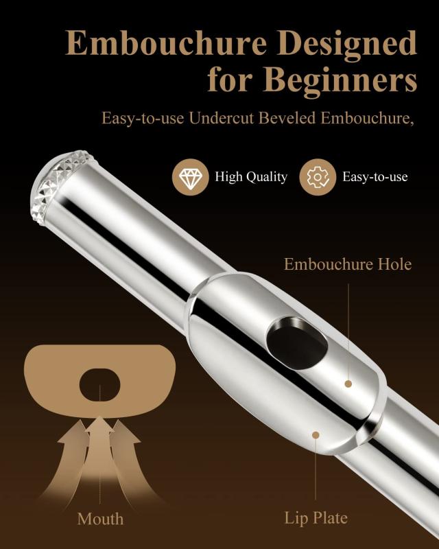 Eastar フルート 銀メッキ 16穴 リングキー Eメカ付き