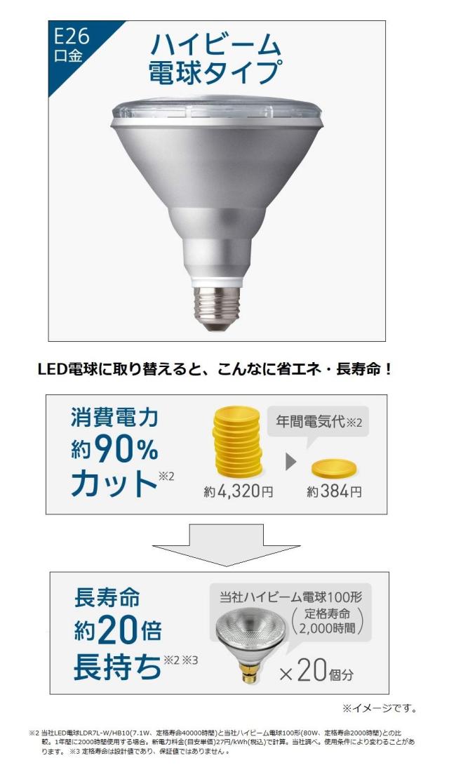パナソニック LED電球 口金直径26mm 電球100W形相当 電球色相当(8.5W) ハイビーム電球タイプ 調光器対応 密閉器具対応 LDR9LWDHB10