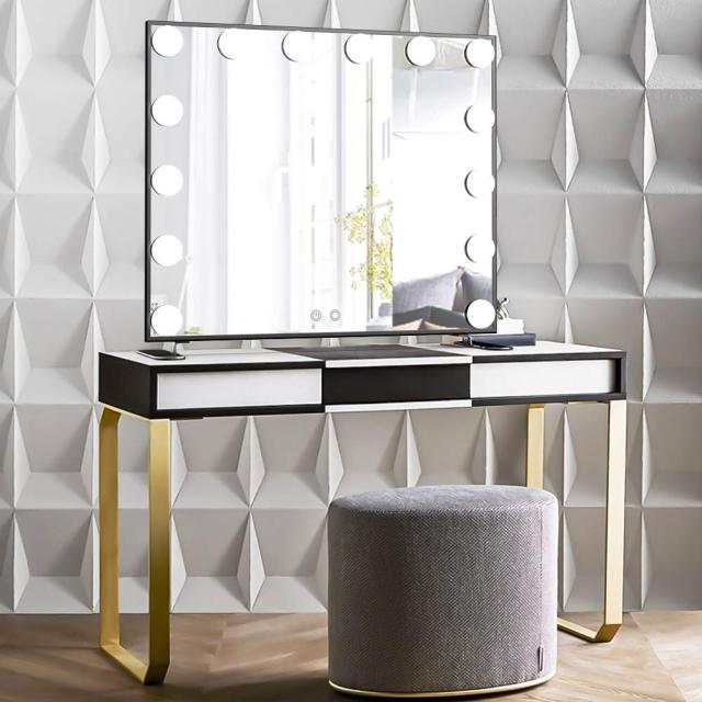 Wonstart 女優ミラー 化粧鏡 ハリウッドスタイル 14個LED電球付き 暖色・寒色 ２色ライトモード 明るさ調節可能 女優ライト 卓上 LEDミラ