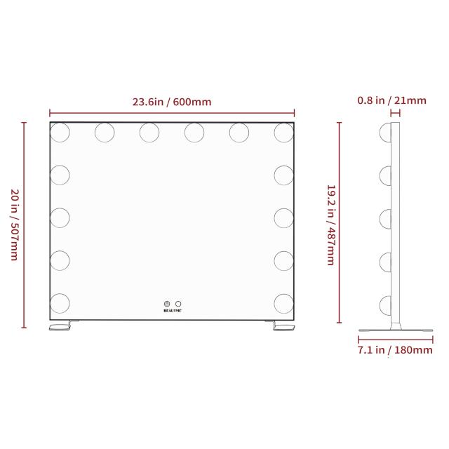 Wonstart 女優ミラー 化粧鏡 ハリウッドスタイル 14個LED電球付き 暖色・寒色 ２色ライトモード 明るさ調節可能 女優ライト 卓上 LEDミラ
