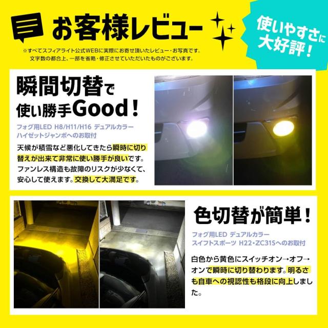 スフィアライト(Spherelight) 車用 LEDフォグライト 2色切替モデル H8/H11/H16 コンバージョンキット 4800lm SHKPE2