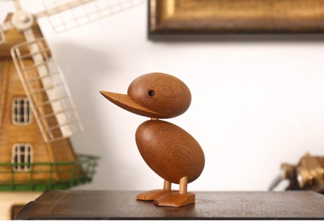 hej!e) Ducking 子アヒル 木製 北欧雑貨 置物 木のオブジェの