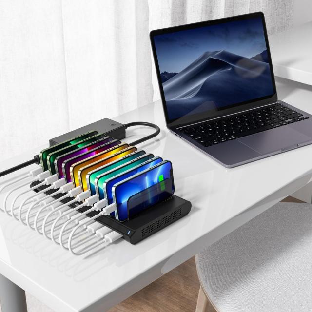 Alxum USB 充電ステーション 120W 10ポート IPad 充電スタンド 複数 QC3.0*2+USB C*1 急速充電 10台同時充電 PSE認証済 スマホ卓上収納_6
