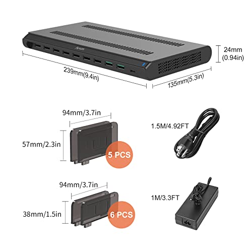 Alxum USB 充電ステーション 120W 10ポート IPad 充電スタンド 複数 QC3.0*2+USB C*1 急速充電 10台同時充電 PSE認証済 スマホ卓上収納_8