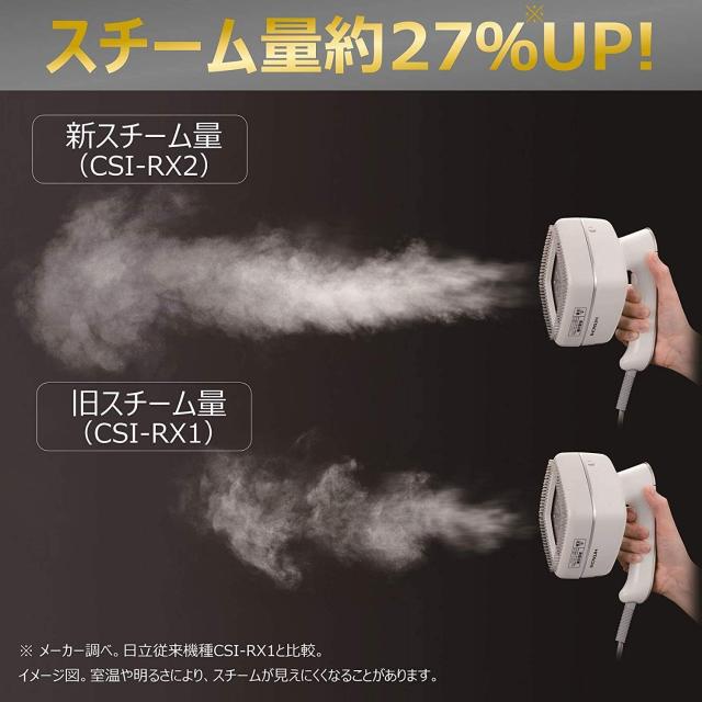 日立 衣類スチーマー スチームアイロン ワンプッシュ連続スチーム 3段階温度切替 持ちやすいハンドル ブラシ付き CSI-RX2 W ホワイト_3