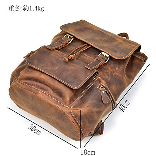 [Luufan] 本革 リュックサック メンズ 14インチPC収納 大容量 リュック 通勤通学 バックパック A4対応 ビジネスリュック 牛革 ディバッグの通販は